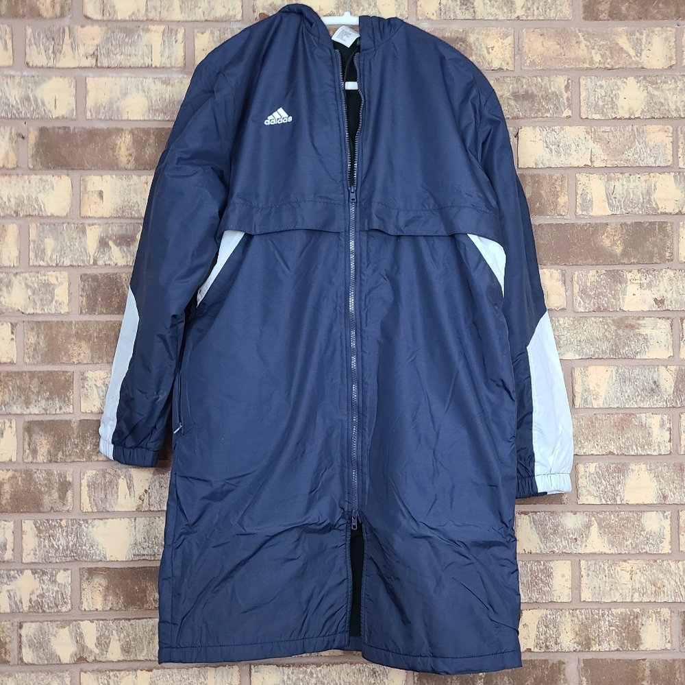 One Left! Adidas Long Parka Navy Blue White New With Tags